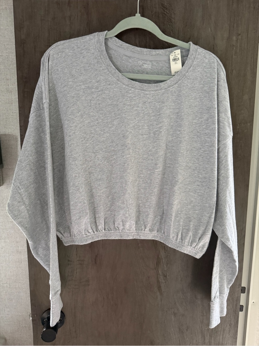 aerie Light Gray Cropped Long Sleeve